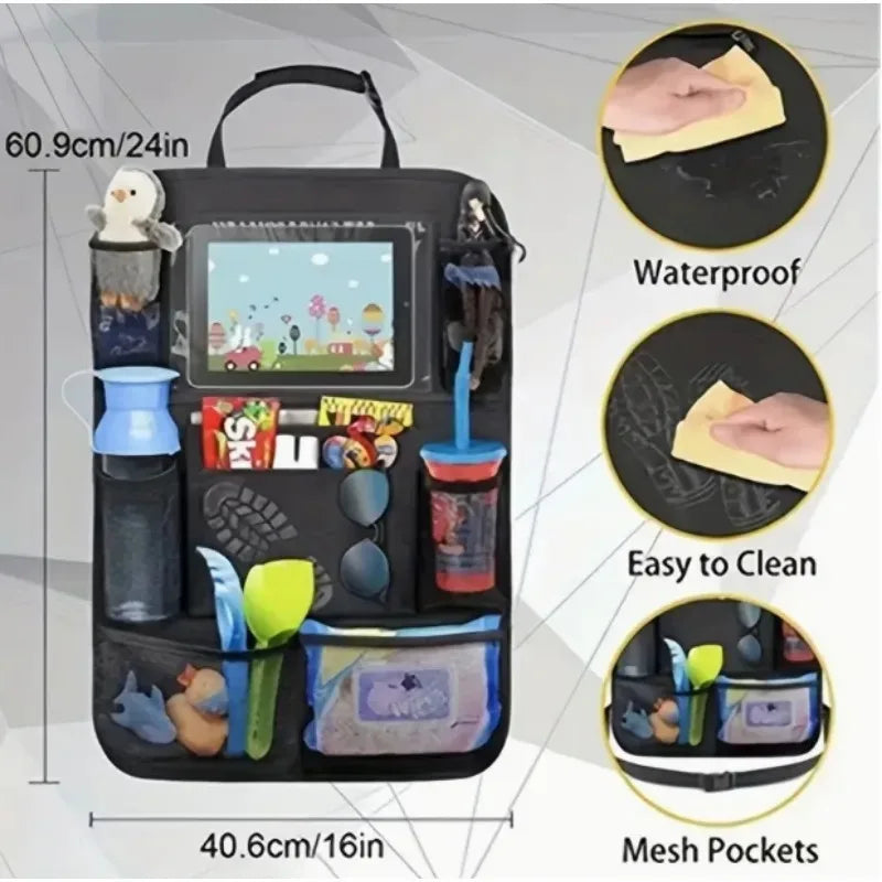 Autositz-Organizer mit mehreren Taschen, wasserdichtes, langlebiges Material mit Tablet-Halterung, perfekt für Straße...