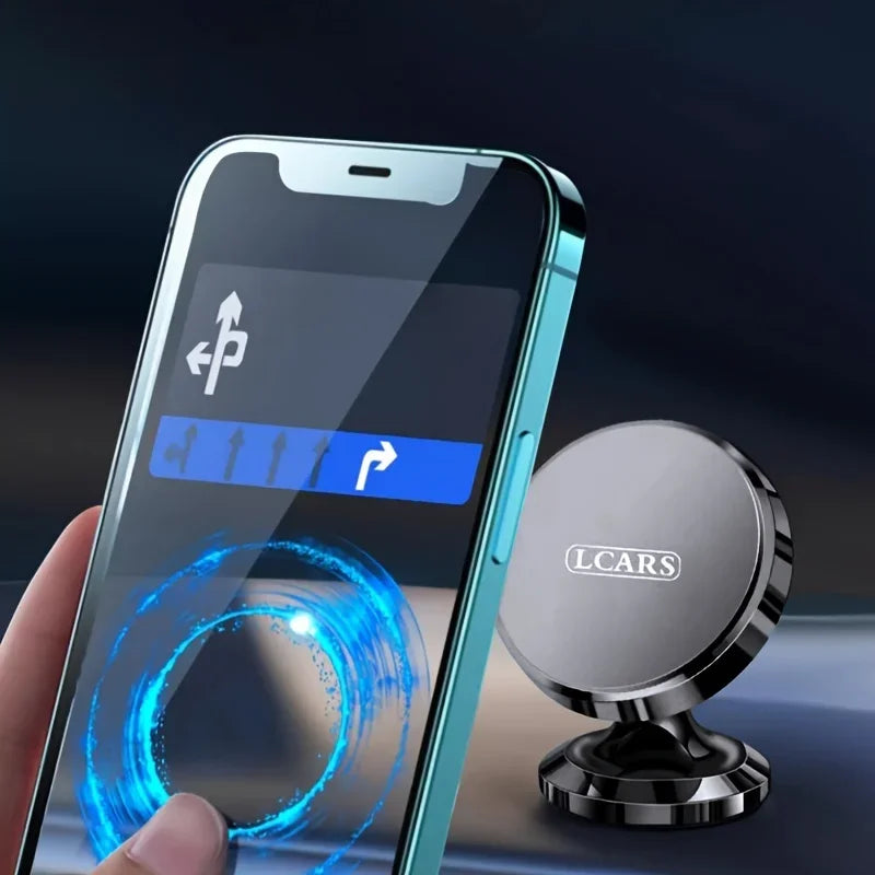 Das magnetische Armaturenbrett ist auf die Autohalterung für die Handy-Navigation geklebt