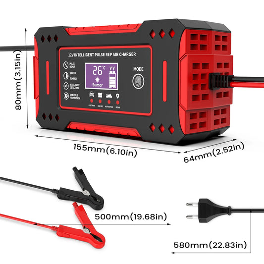 12V Ladegerät für Auto- und Motorrad-Batterien – SwissGlanzGarage Ansicht 2