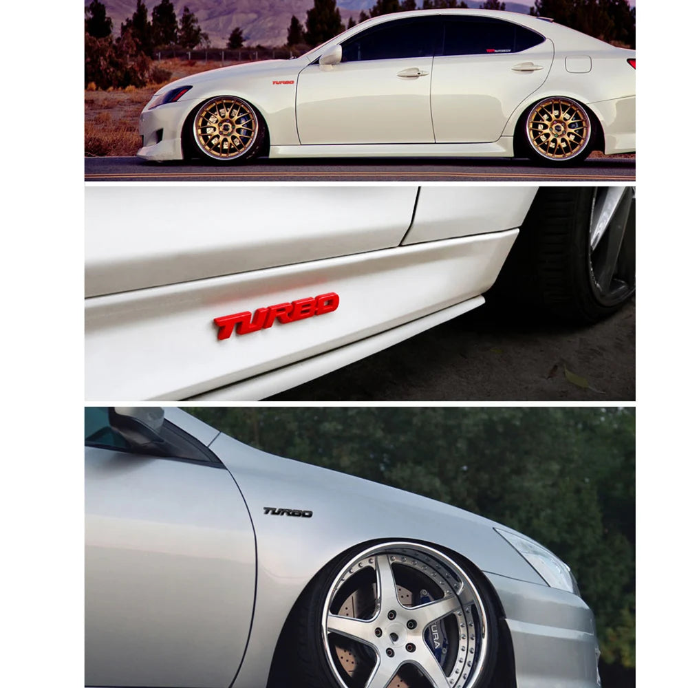 3D Turbo Emblem in Schwarz, Rot, Silber – SwissGlanzGarage Ansicht 6