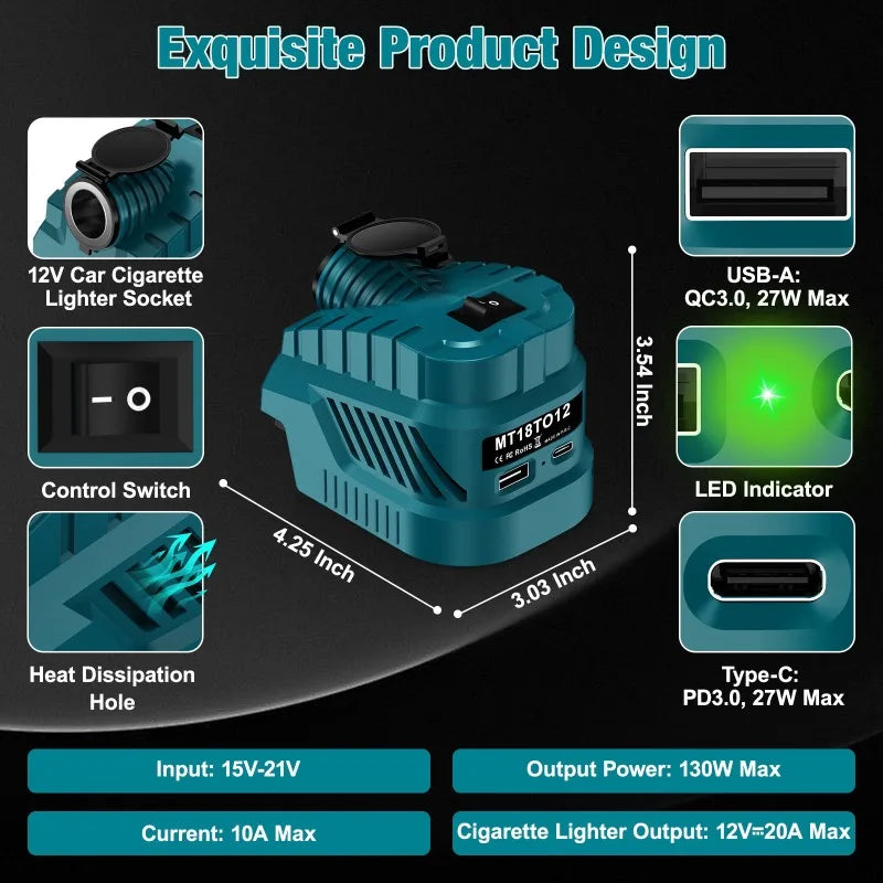 USB-Ladeadapter für Makita 18V Akkus – SwissGlanzGarage Ansicht 6