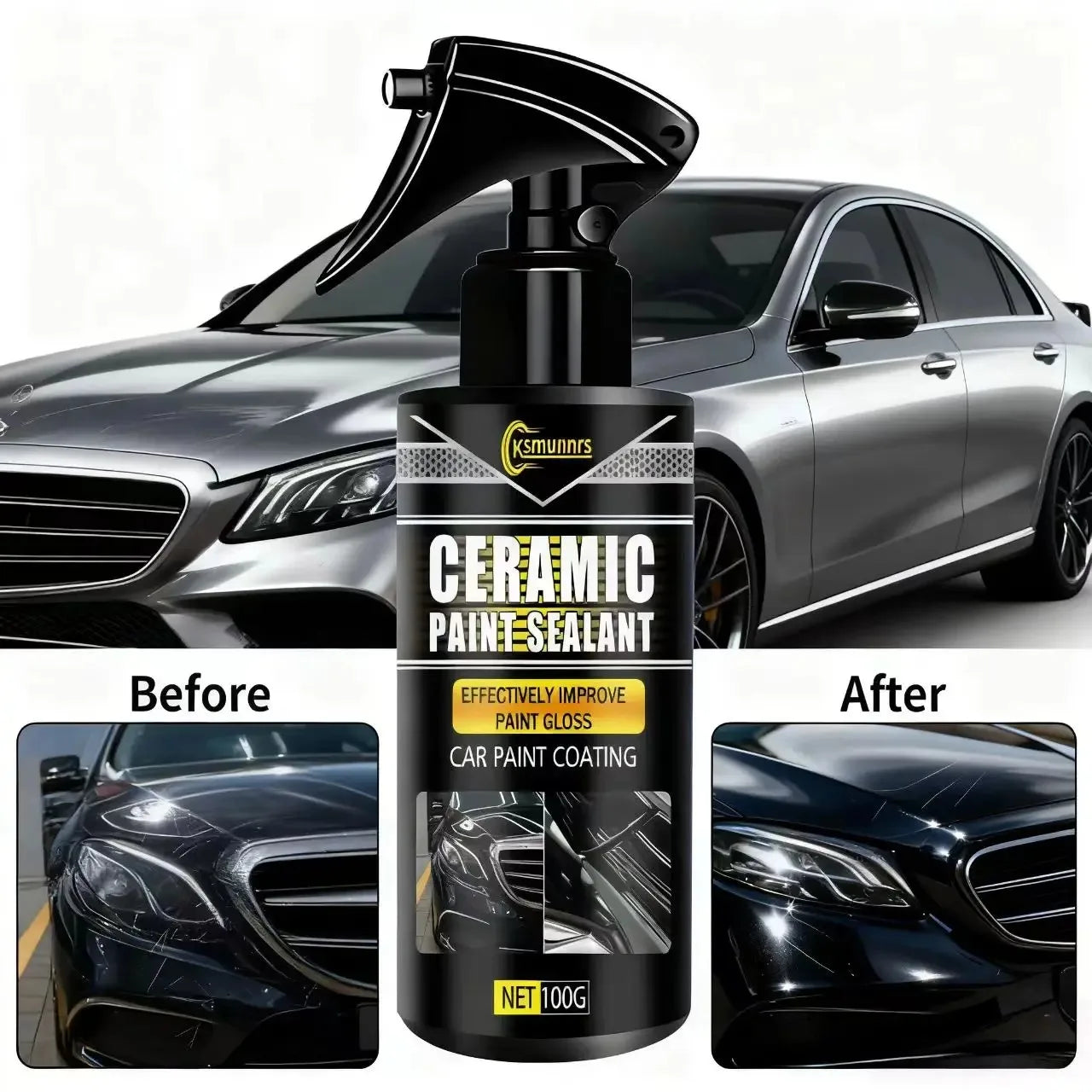 Fasilawei 3-in-1 Keramikbeschichtungsspray: Schnelle Reinigung, Hochglanz, Langanhaltender Autolackschutz - Hydrophob...