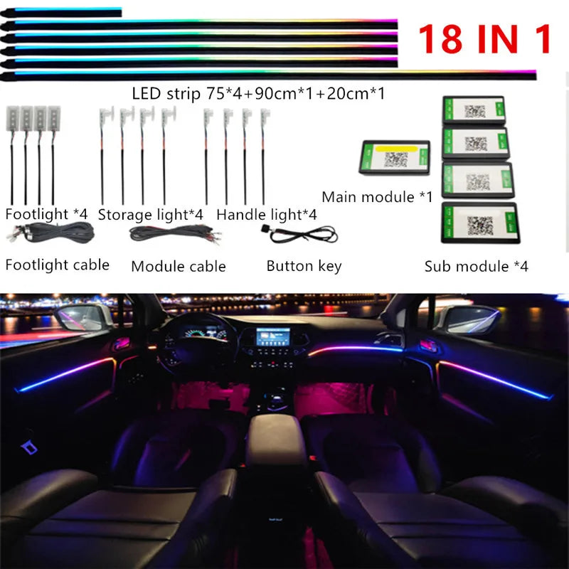 Universal RGB LED Ambientebeleuchtung für Innenraum – SwissGlanzGarage Ansicht 6