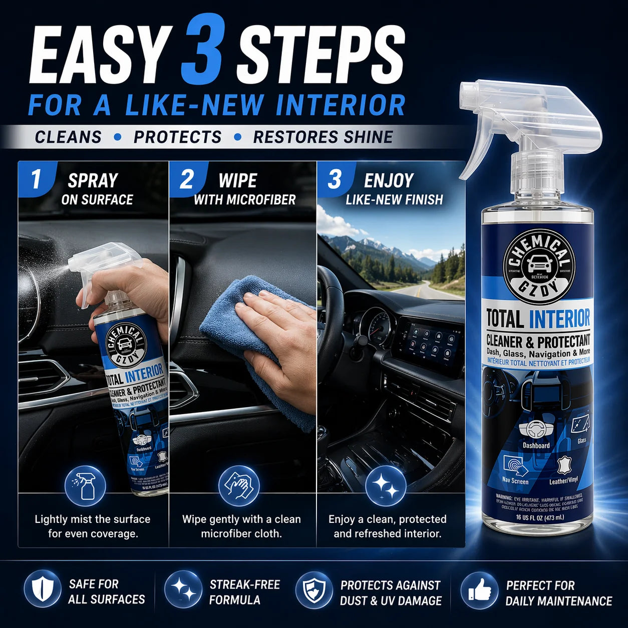 Total Interior Cleaner 473ml – Multifunktionaler Auto-Reinigungsspray