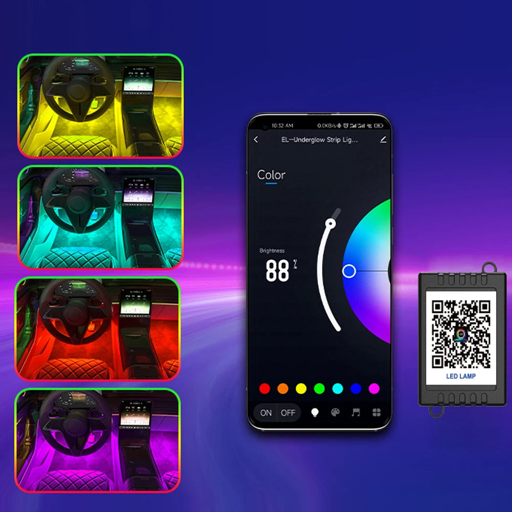 Auto-Innenraum Ambiente RGB LED-Licht Neon Mehrfarbig Dynamische