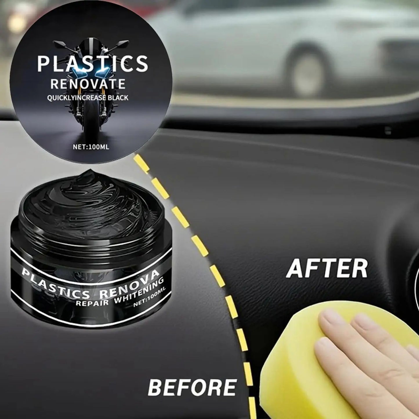 Auto-Innenraum-Auffrischer 100ML Verblassungsresistent Schnelltrocknend Hochglanz UV-Schutz Gummi-Reparaturwachs für ...