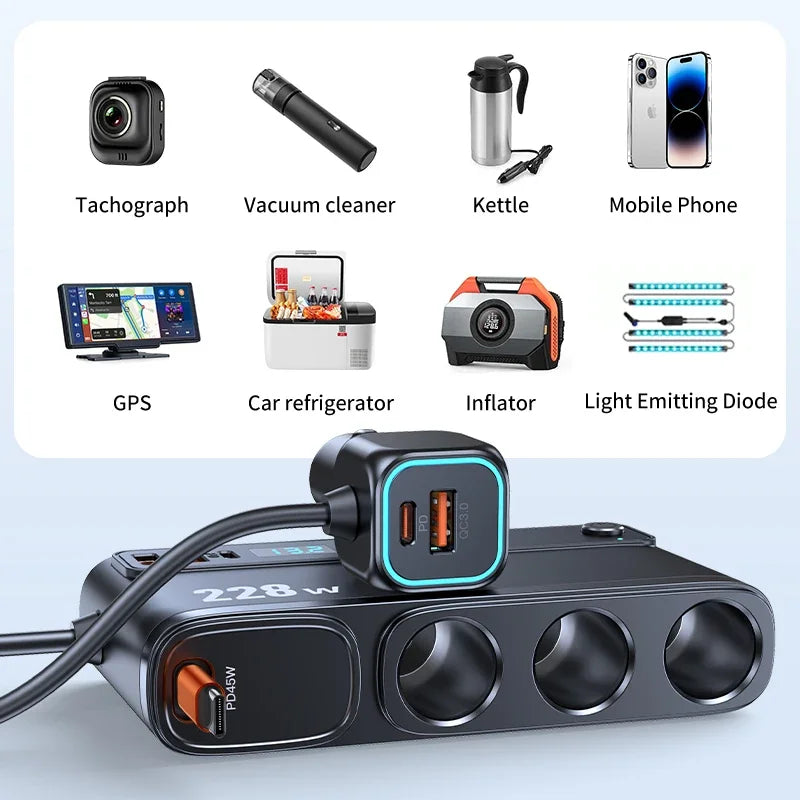 200W Mini Auto Ladegerät USB-C PD Schnelllader 228 W – SwissGlanzGarage Ansicht 6