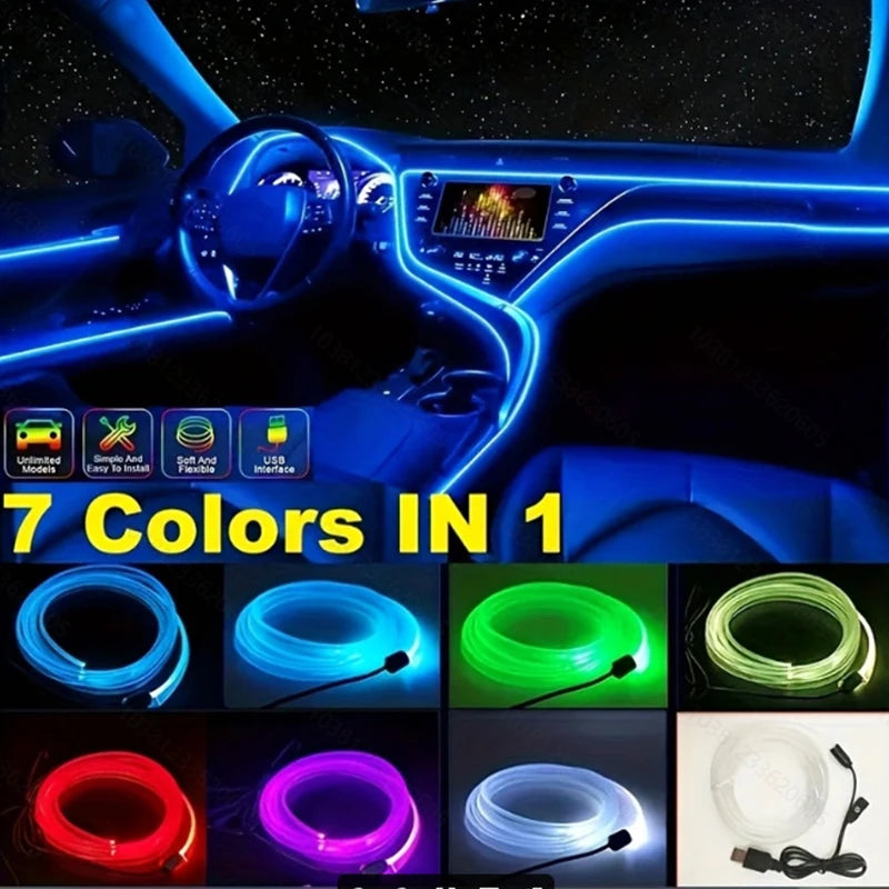 RGB Auto Innen LED Licht Streifen Umgebungs Neon Unsichtbare Licht USB Fiber Optic Atmosphäre Lampe Unterstützung Ste...