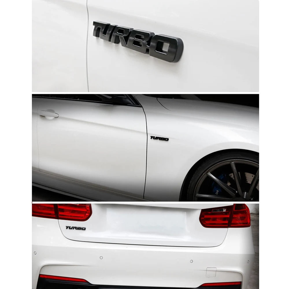 3D Turbo Emblem in Schwarz, Rot, Silber – SwissGlanzGarage Ansicht 5