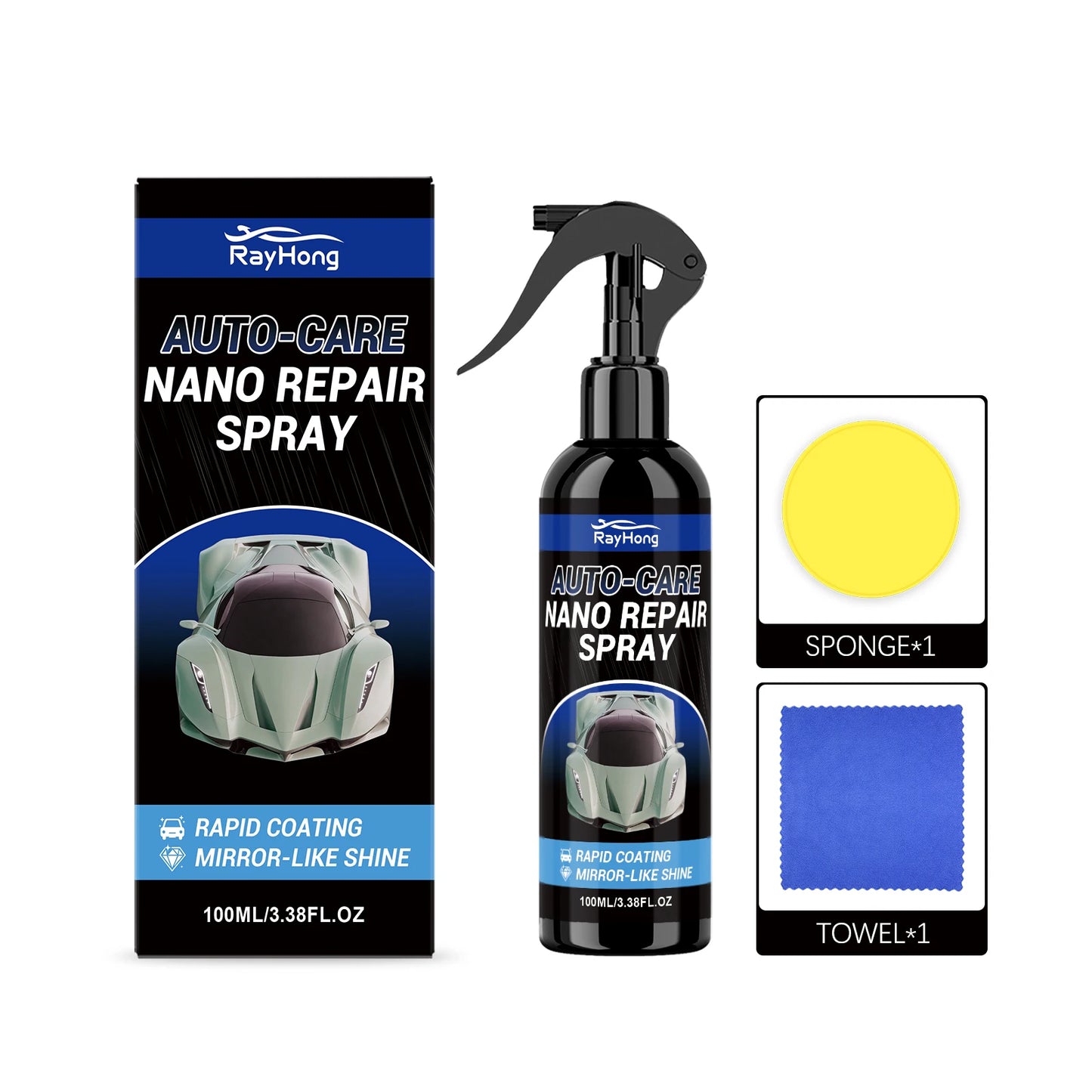 Auto Nano-Keramikbeschichtung Spray-Set Schnellwirkende Beschichtung Hydrophobe Politur Kratzerreparatur Schutz Autol...