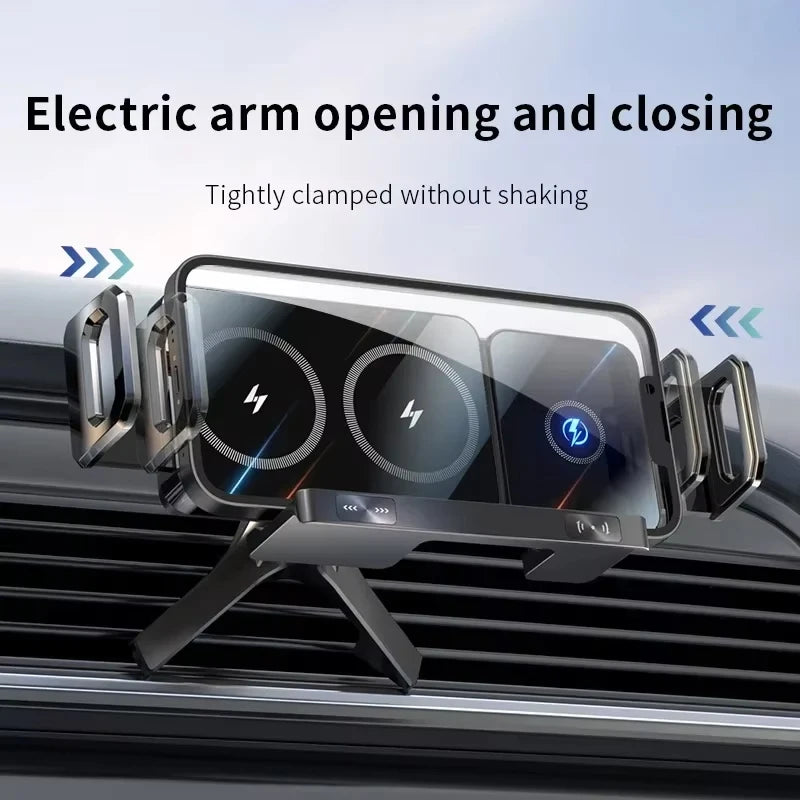 Dual-Spulen Schnelles Kabelloses Auto-Ladegerät Halterung Faltbar 90° ° Drehbarer Auto-Handyhalter, universell für Sm...