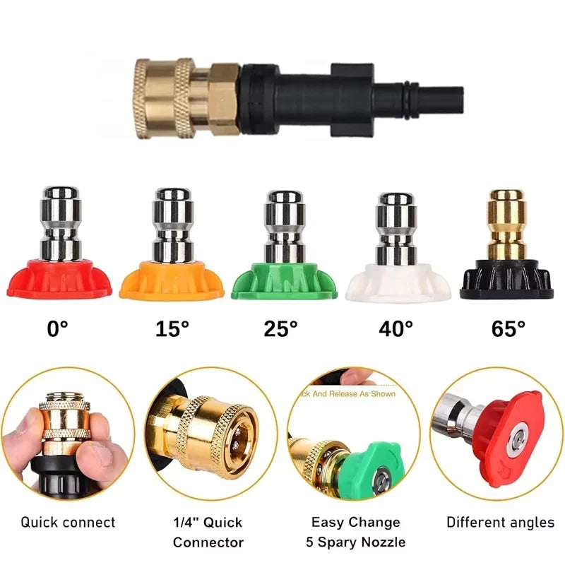 High pressure Water Gun Adapter For AR Blue Clean/ Black Decker To Quick Connect 1/4" Washer Parts Spray Nozzle 4000 PSI