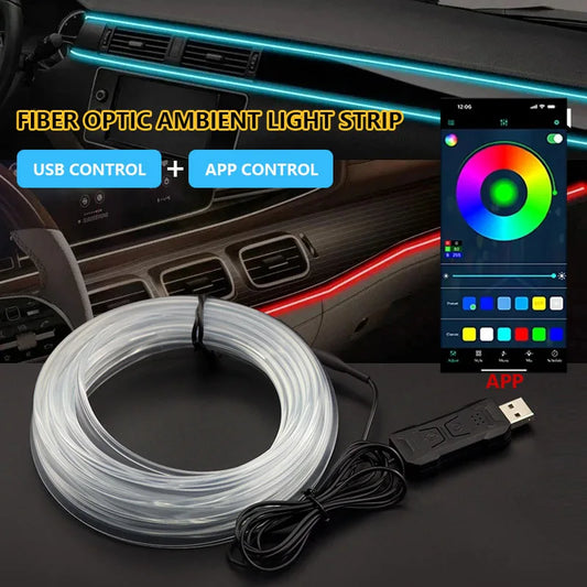2/3/4/5M RGB Auto Innen Atmosphäre Licht Umgebungs LED Licht Streifen