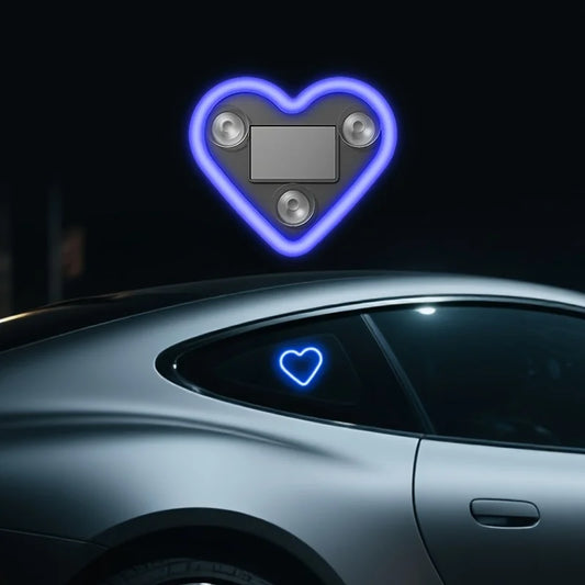 Solar LED Neon-Herz Autofenster Beleuchtung – SwissGlanzGarage Ansicht 2