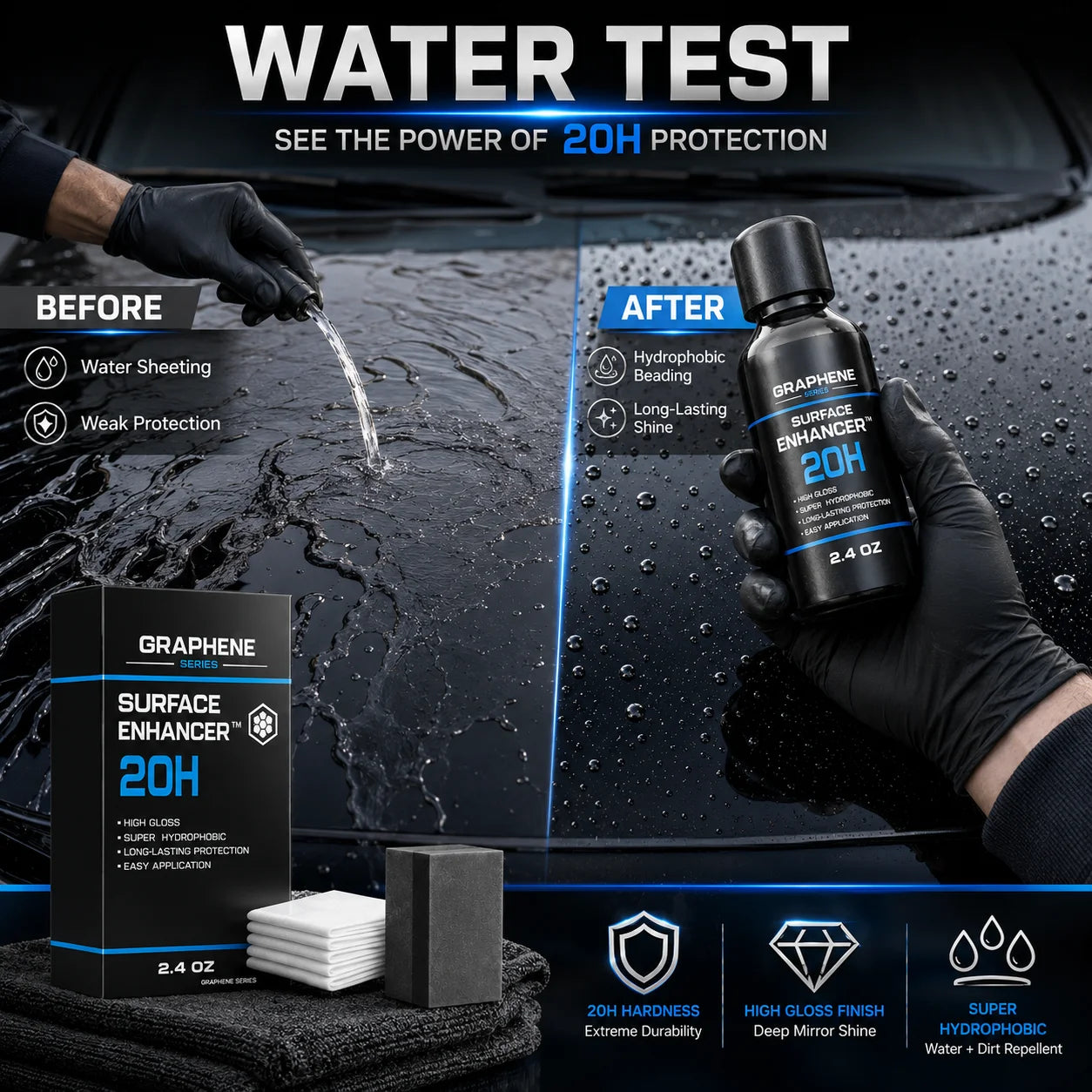 20H Advanced Graphene Keramikbeschichtung für Autos (70ML) mit UV-Tracking-Technologie, ultra hoher Glanz, kratzfest ...
