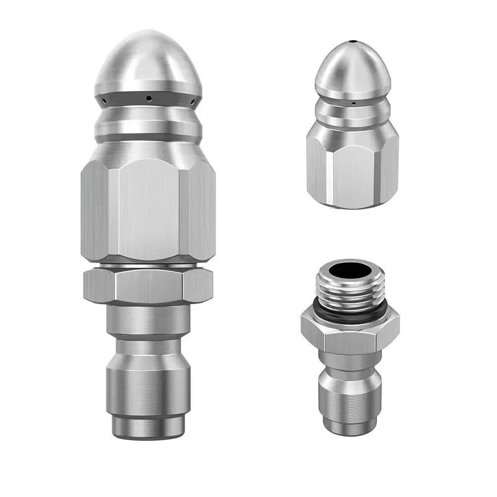 Water Jet High Pressure Sprayer Nozzle Clean Sewer 1/4" Stainless Steel Pressure Washer Quick Plug Drain Hose Nozzle Too