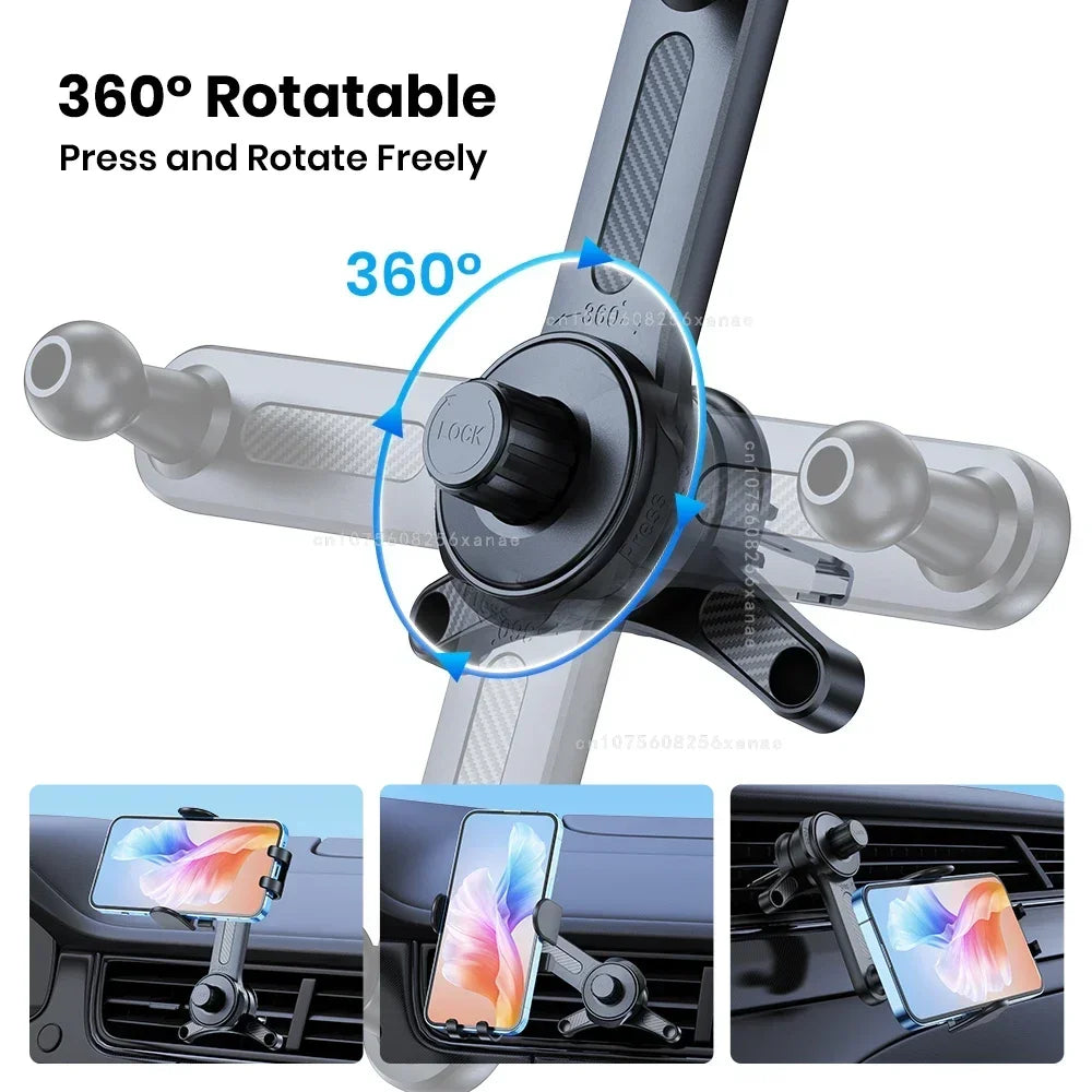Gravity Auto-Handyhalterung - Lüftungsschlitz-Hakenhalterung 360° ° Einhand-Rotationshalterung für iPhone