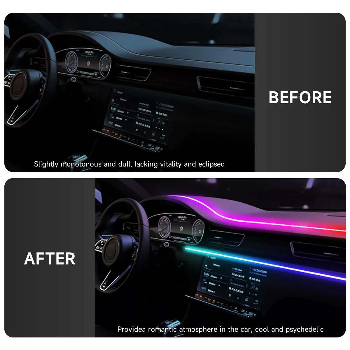 64 Farben Auto-LED-Ambientebeleuchtung USB-Acrylstreifen 110cm