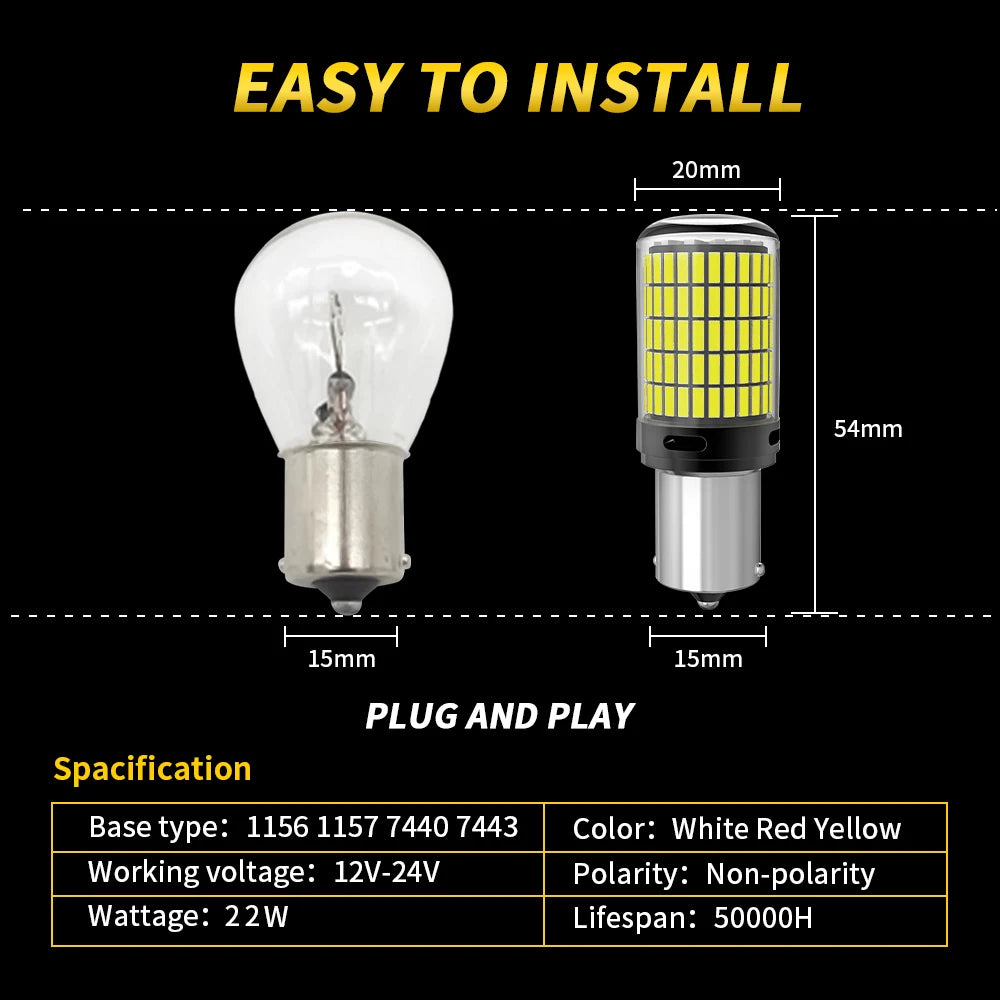 2X Hochleistungs-LED-Lampe 1156 1157 PY21W – SwissGlanzGarage Ansicht 2