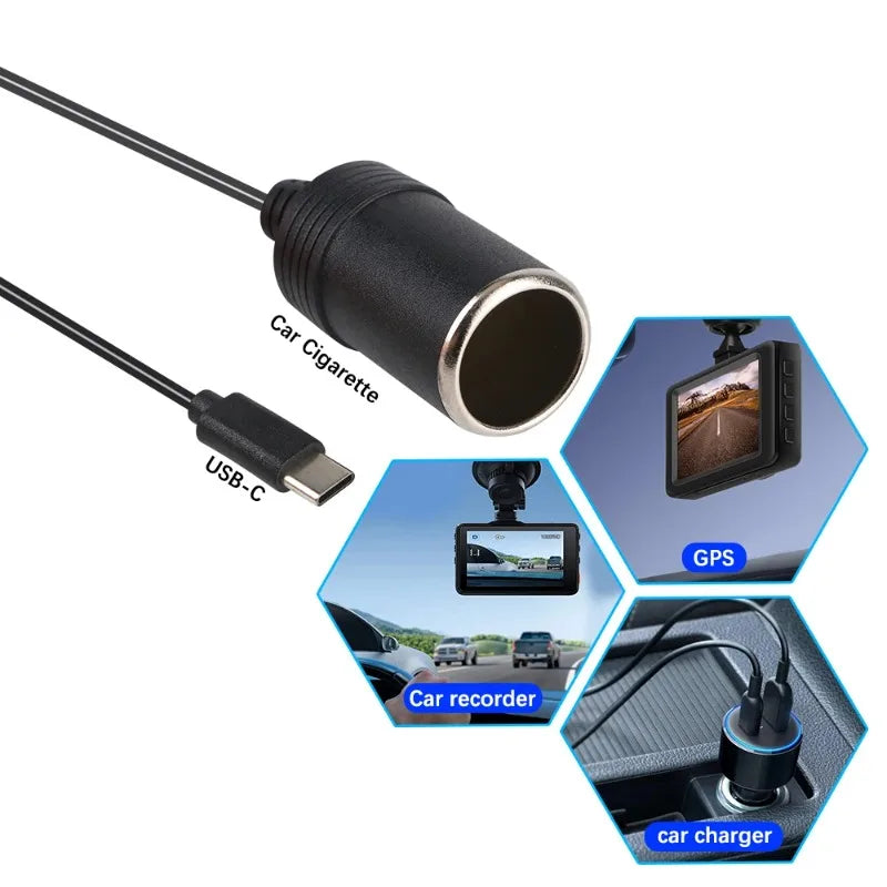5V auf 12V Konverterkabel USB Typ C zu Zigarettenanzünder – SwissGlanzGarage Ansicht 4