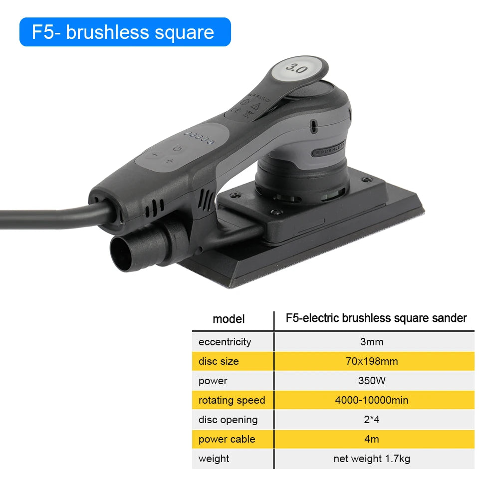 Bürstenloser 70x198 mm 220V 350W Staubfreier Exzenter-Schleifer, 3-fach elektrischer Exzenterschleifer für Auto- und ...