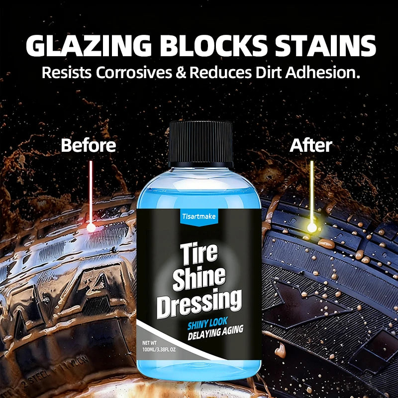 Schwarzer Wet-Look Reifenglanz-Spray - Autopflegeprodukt für Glänzenden Nassreifen-Look, Vinyl & Kunststoff, mit UV-S...