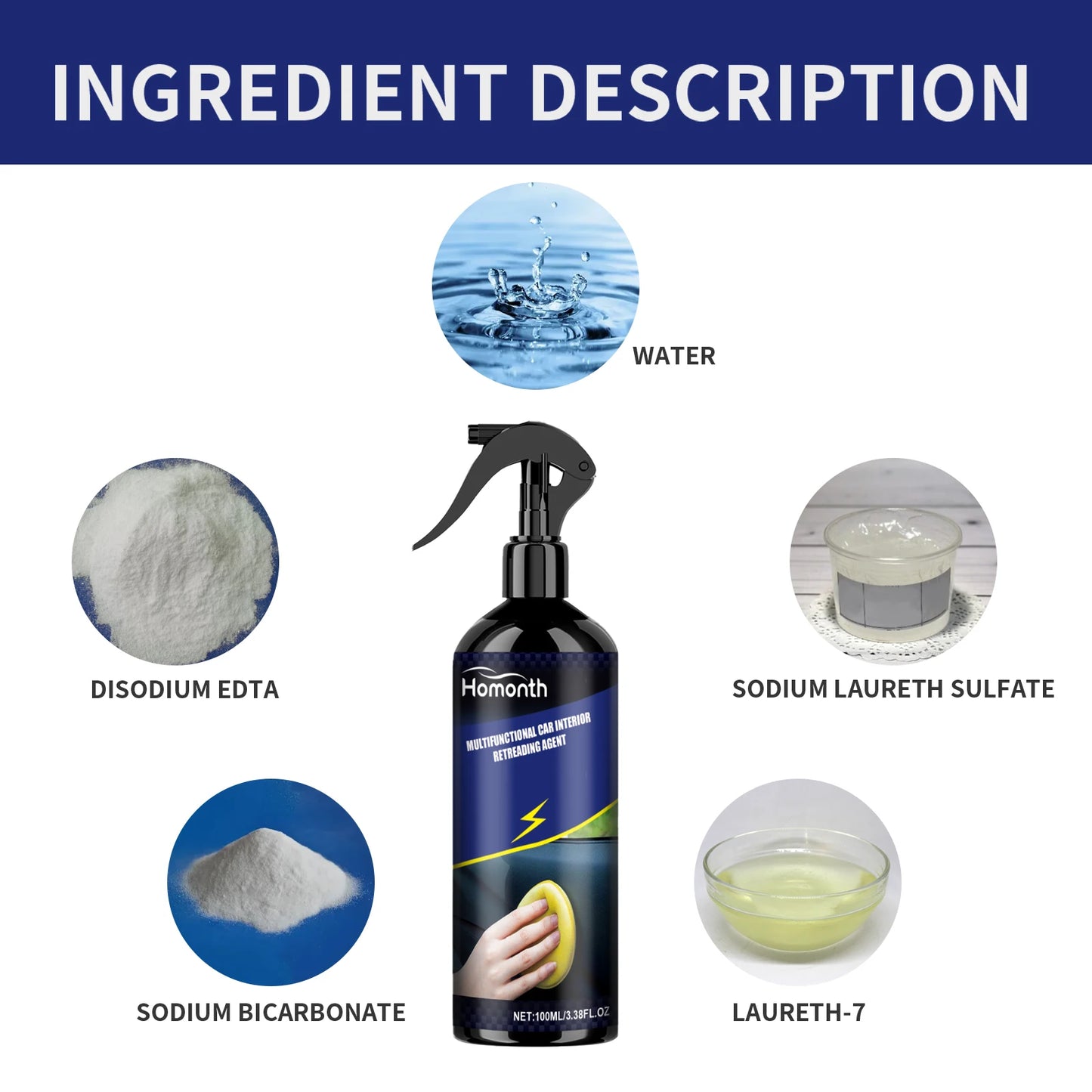 Auto-Innenraum-Detailer-Spray, 100 ml, Mehrzweck-Innenreiniger und Schutzmittel für Armaturenbrett, Kunststoffverklei...
