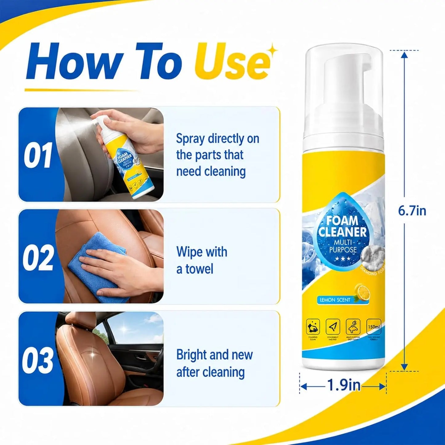 150ml Flasche Effektiver Schaumreiniger für Autoinnenraum