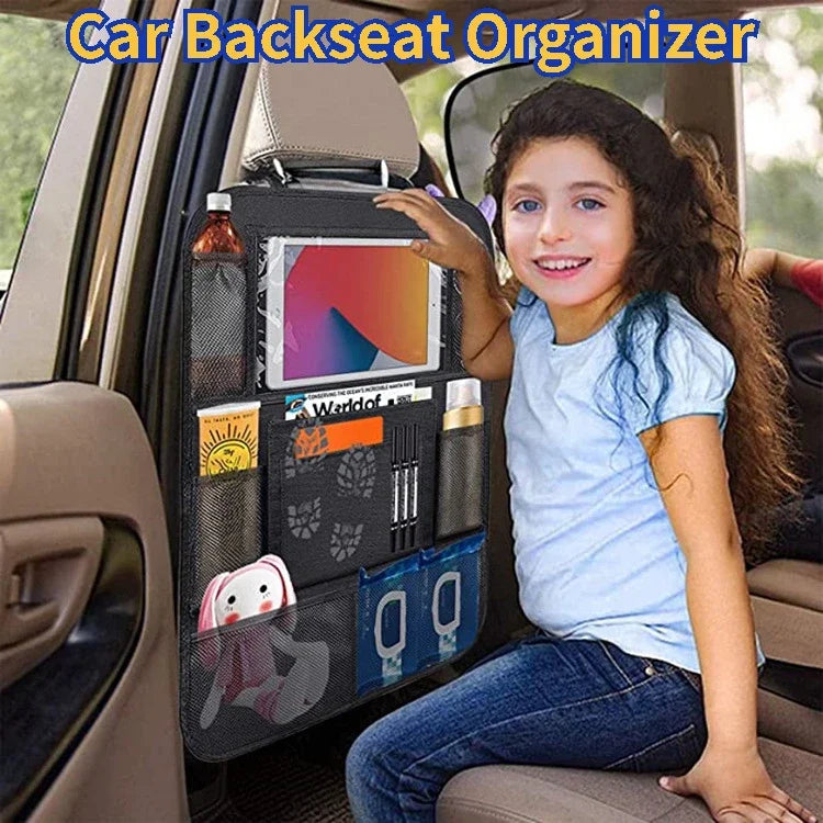 Auto Rücksitz Organizer mit Touchscreen Tablet Halter 9 Aufbewahrung taschen Kick Mats Autos itz Rücken Protektoren f...