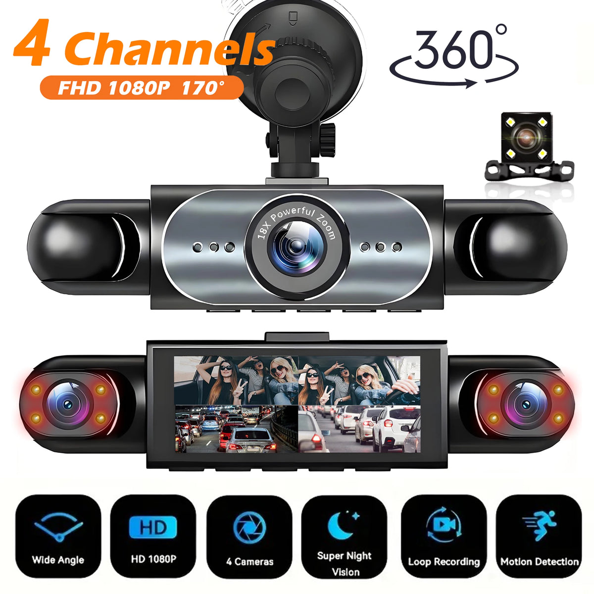 4-Kanal Dashcam 360° Auto Video Recorder – SwissGlanzGarage Ansicht 2