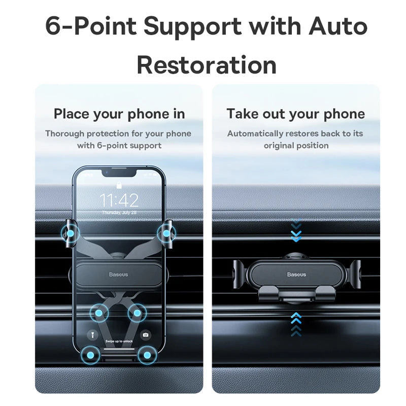 Baseus Autotelefonhalter für Auto, Lüftungsschlitze, Handyhalter, Ständer für iPhone, Samsung, Schwerkraft, Handyhalt...