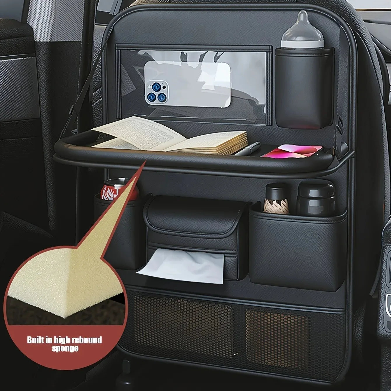 Auto-Rücksitz-Organizer mit Klappbarem Tisch PU-Leder
