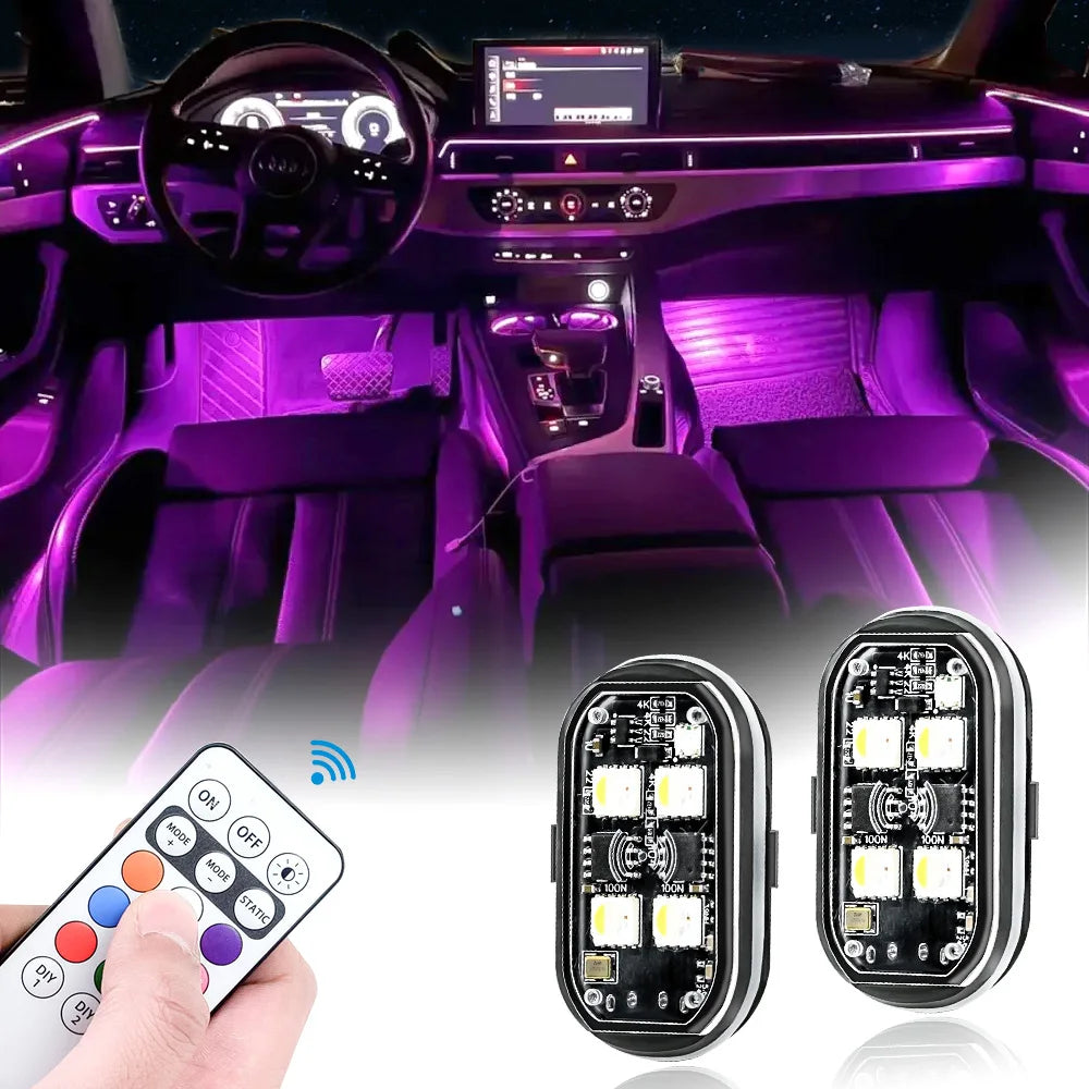 Kabellose LED-Strobelampen für Auto-Innenraum, 8 Farben – SwissGlanzGarage Ansicht 2