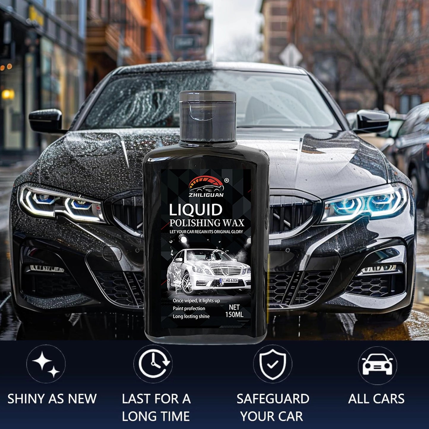 Auto-Wachs und Versiegelungsmittel mit Nano-Keramikbeschichtung – hydrophober Lackschutz, langanhaltender Glanz, einf...