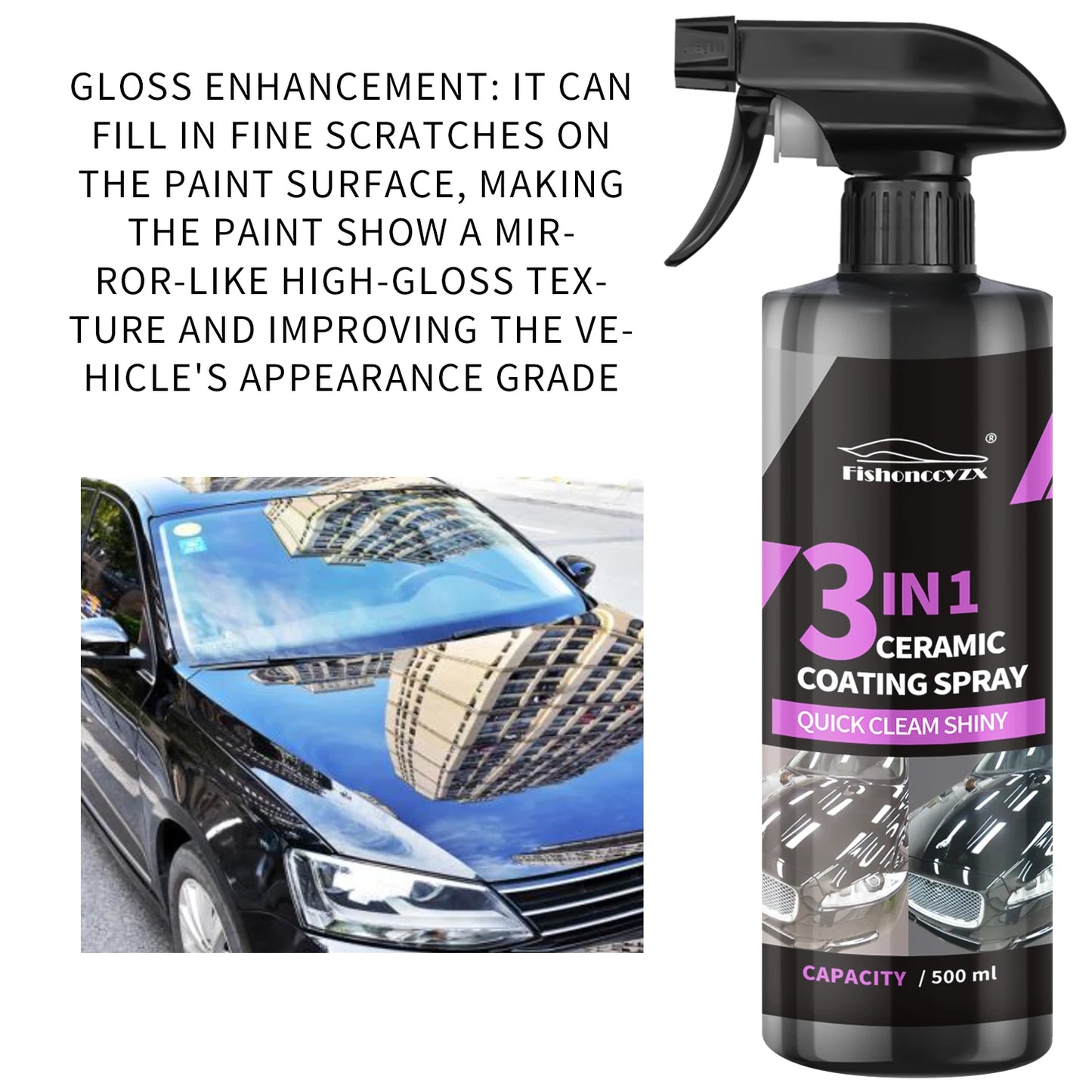 3-in-1 Auto Keramik-Flüssigbeschichtung Spray Nano-Kristall Hydrophobe Schicht Poliermittel Hochglanz-Lackschutz Wach...