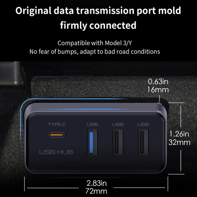 4-in-1 USB Hub für Tesla Model 3/Y – SwissGlanzGarage Ansicht 6