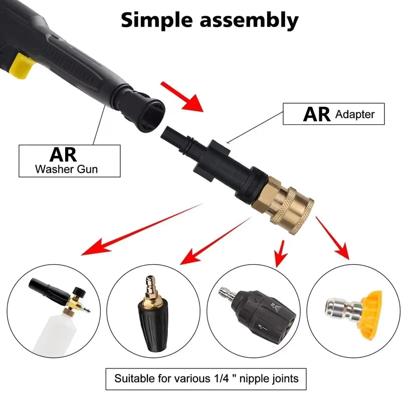 High pressure Water Gun Adapter For AR Blue Clean/ Black Decker To Quick Connect 1/4" Washer Parts Spray Nozzle 4000 PSI