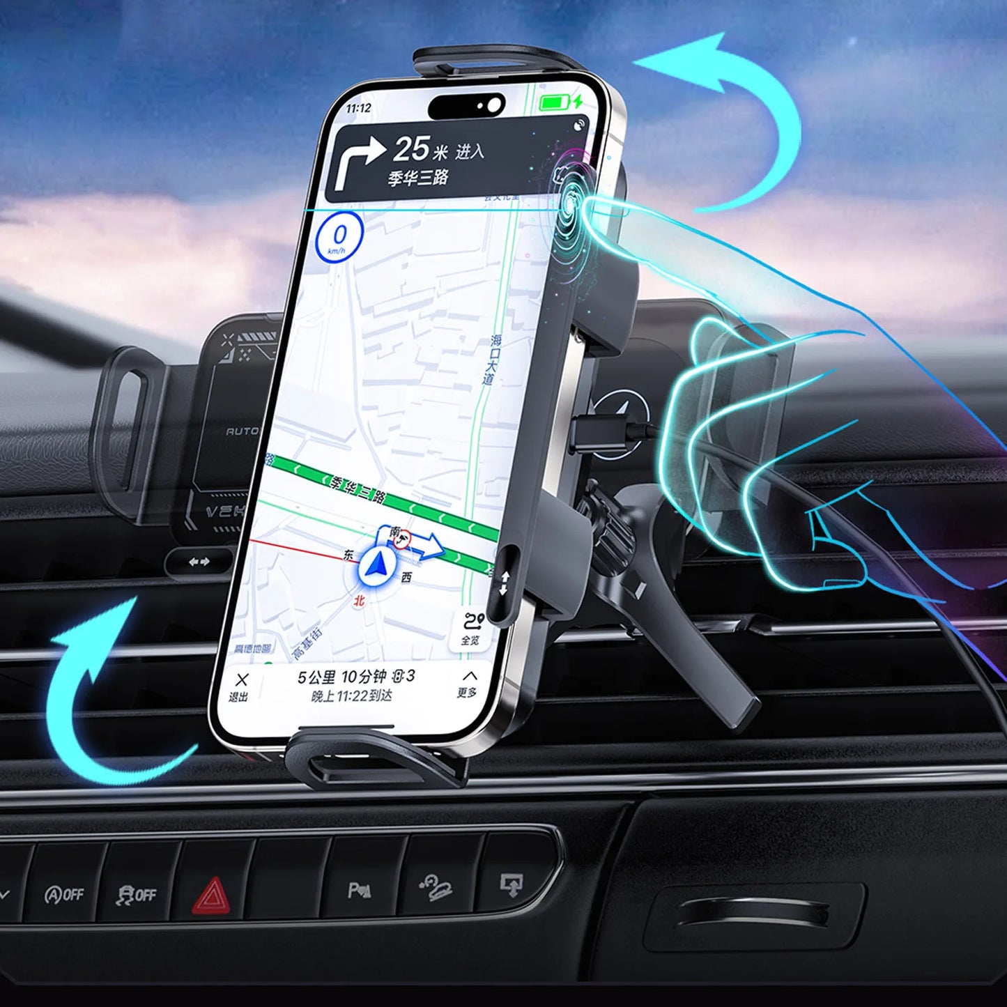 Universal Auto Telefon Halter Drahtlose Ladegerät Telefon Halterung Intelligente Induktion Elektrische Rotation Telef...