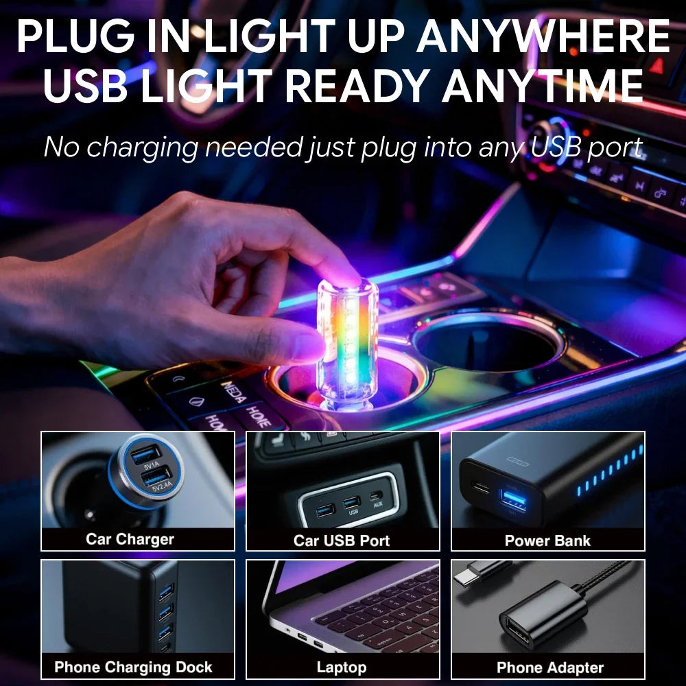 RGB LED Ambient Beleuchtung 13 Modi USB Auto Innenraum – SwissGlanzGarage Ansicht 5