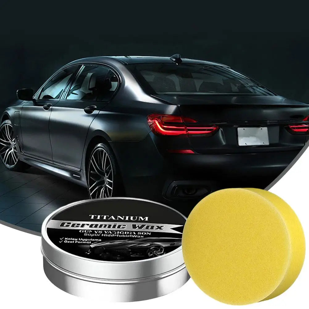 Titan-Keramik Autowachs-Politur, Hydrophobe Autolack-Glanzversiegelung, Staubschutz-Wachs mit Applikator-Schwamm