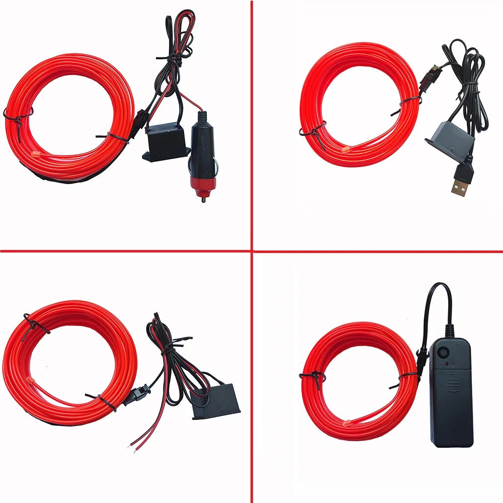 5M/4M/3M/2M/1M Auto Innen Licht LED Streifen Dekoration flexible Neon