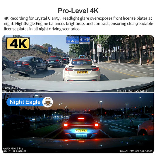 KAWA 4K Dashcam MINI 7 Pro mit WiFi und GPS