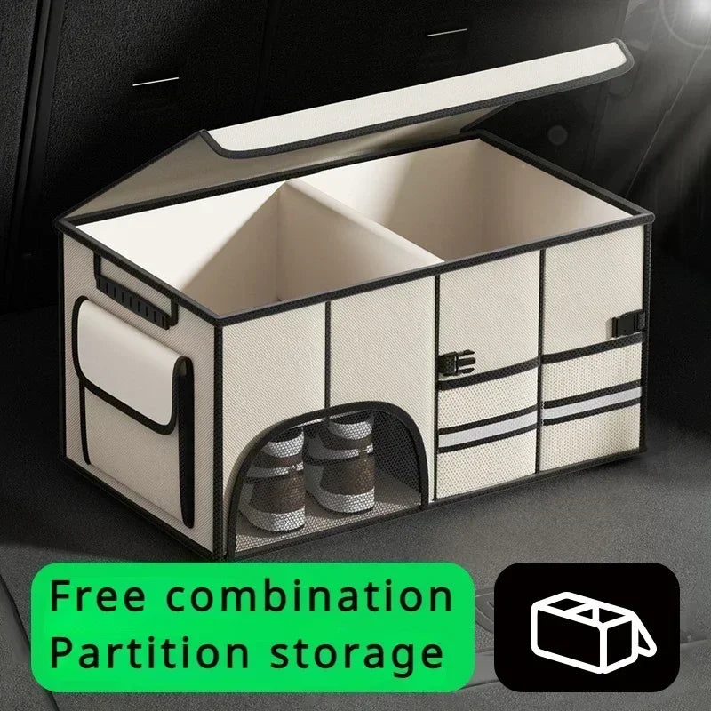 Auto Stamm Lagerung Box Multi-fächer Organizer Tasche Anti Slip Faltbare Fracht Verstauen Aufräumen Organizer auto In...