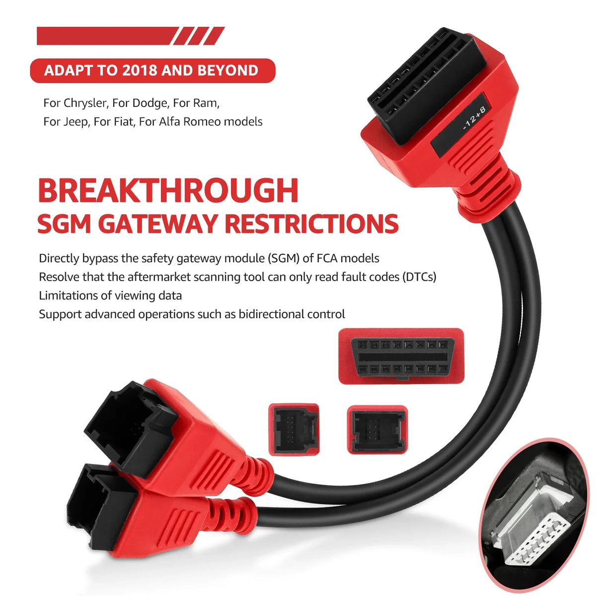 OBD2 Adapter SGW Kabel 12+8 Stecker – SwissGlanzGarage Ansicht 2