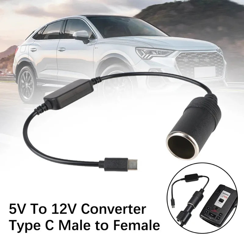 5V auf 12V Konverterkabel USB Typ C zu Zigarettenanzünder – SwissGlanzGarage Ansicht 2