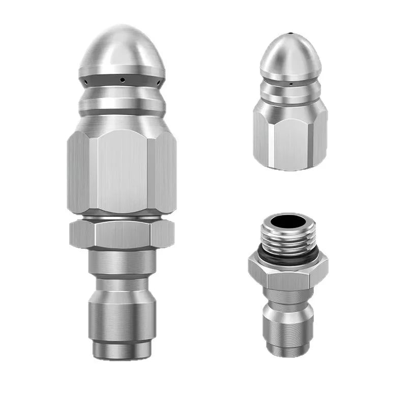 Water Jet High Pressure Sprayer Nozzle Clean Sewer 1/4" Stainless Steel Pressure Washer Quick Plug Drain Hose Nozzle Too