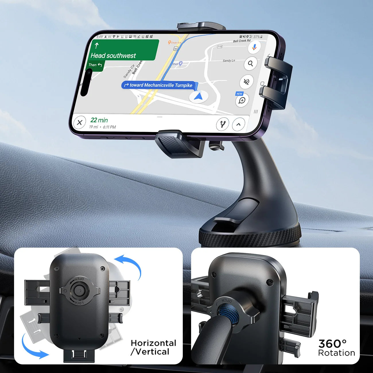 Joyroom Handyhalterung für Auto, starke Saugkraft, freihändig, universelle Handyhalterungen für Armaturenbrett/Windsc...