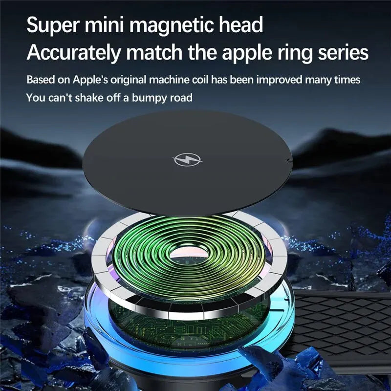 Magnetisches kabelloses Auto-Ladegerät, Autotelefonhalterung, Armaturenbrett, 15 W, schnelles Auto-Laden für Macsafe ...
