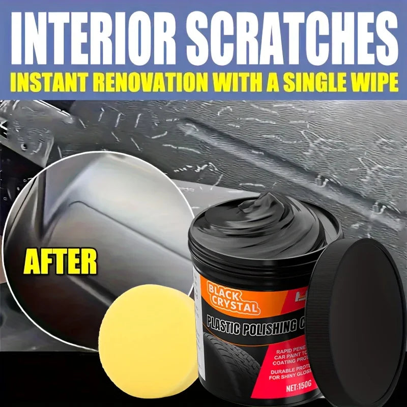 150 g Kunststoff- und Gummi-Reparaturpaste – schwarzer Kristalllack für Autokratzer, Reifenglanz und Innenverlängerun...