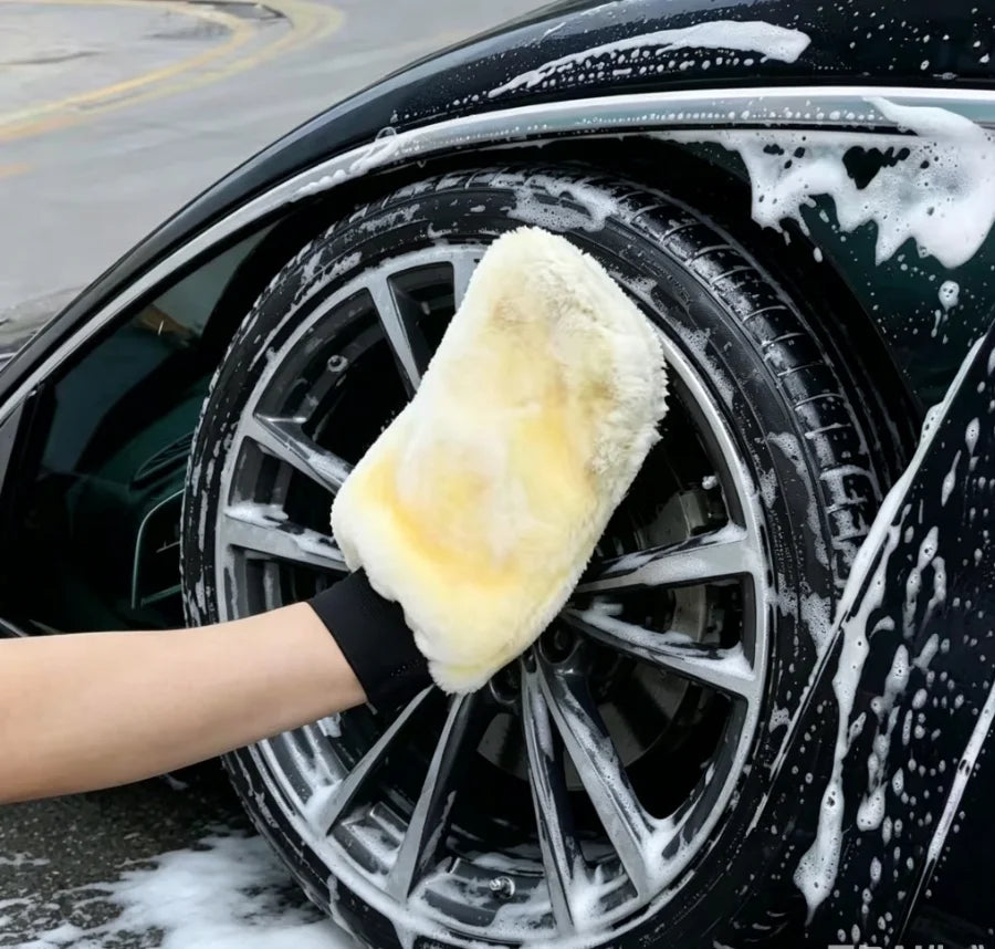 Mikrofaser-Autowaschhandschuhe, weicher Polier-Reinigungshandschuh aus Wollimita